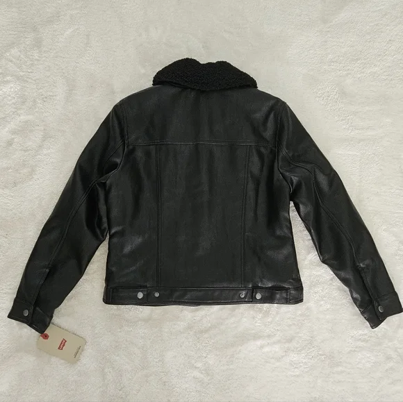 NWT Levi's Faux Leather Tucker Black Jacket Size M Moto Streetwear Retro Utility - Picture 15 of 15